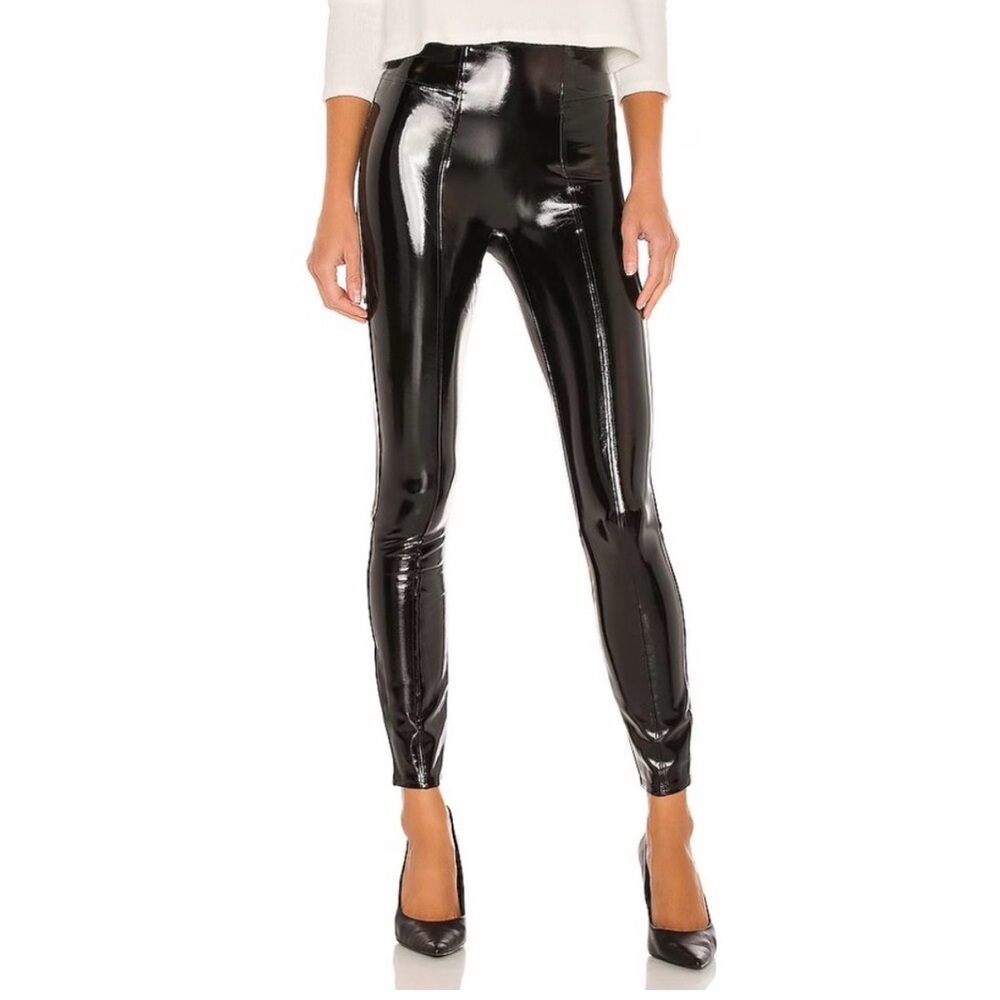 Black Faux Patent Leather High-Shine Women's Leggings